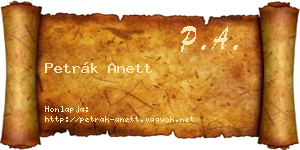 Petrák Anett névjegykártya